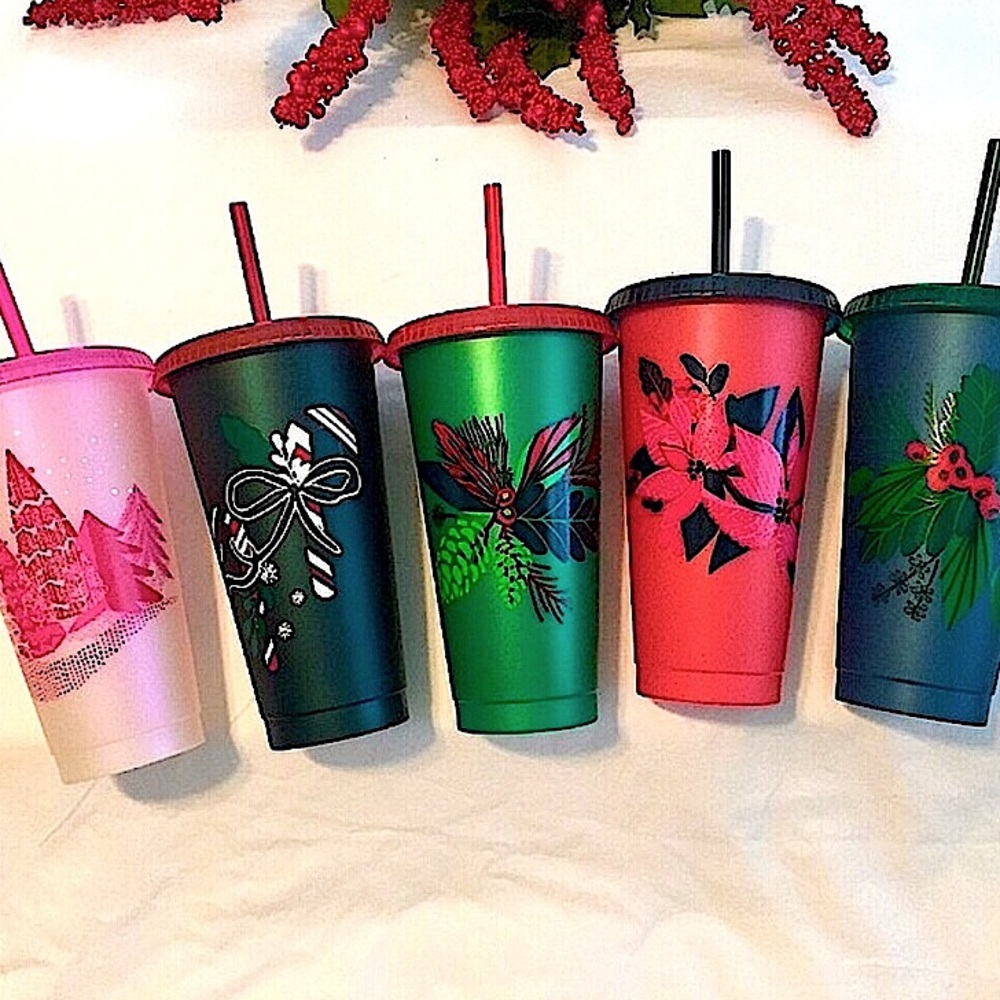 🎄NIB 5 Starbucks Holiday 2021 Reusable Cold Cup🎄